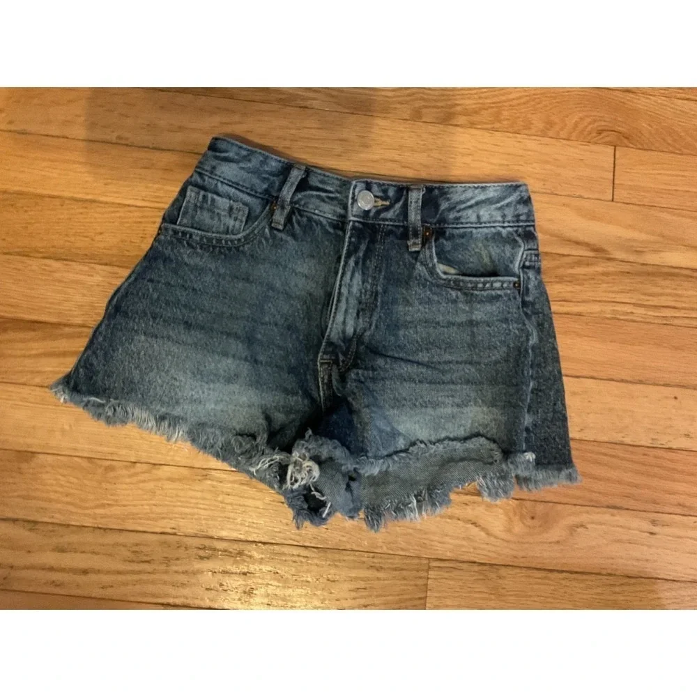 PacSun High Rise Festival Light Wash Denim Shorts Size 23 T55-17
